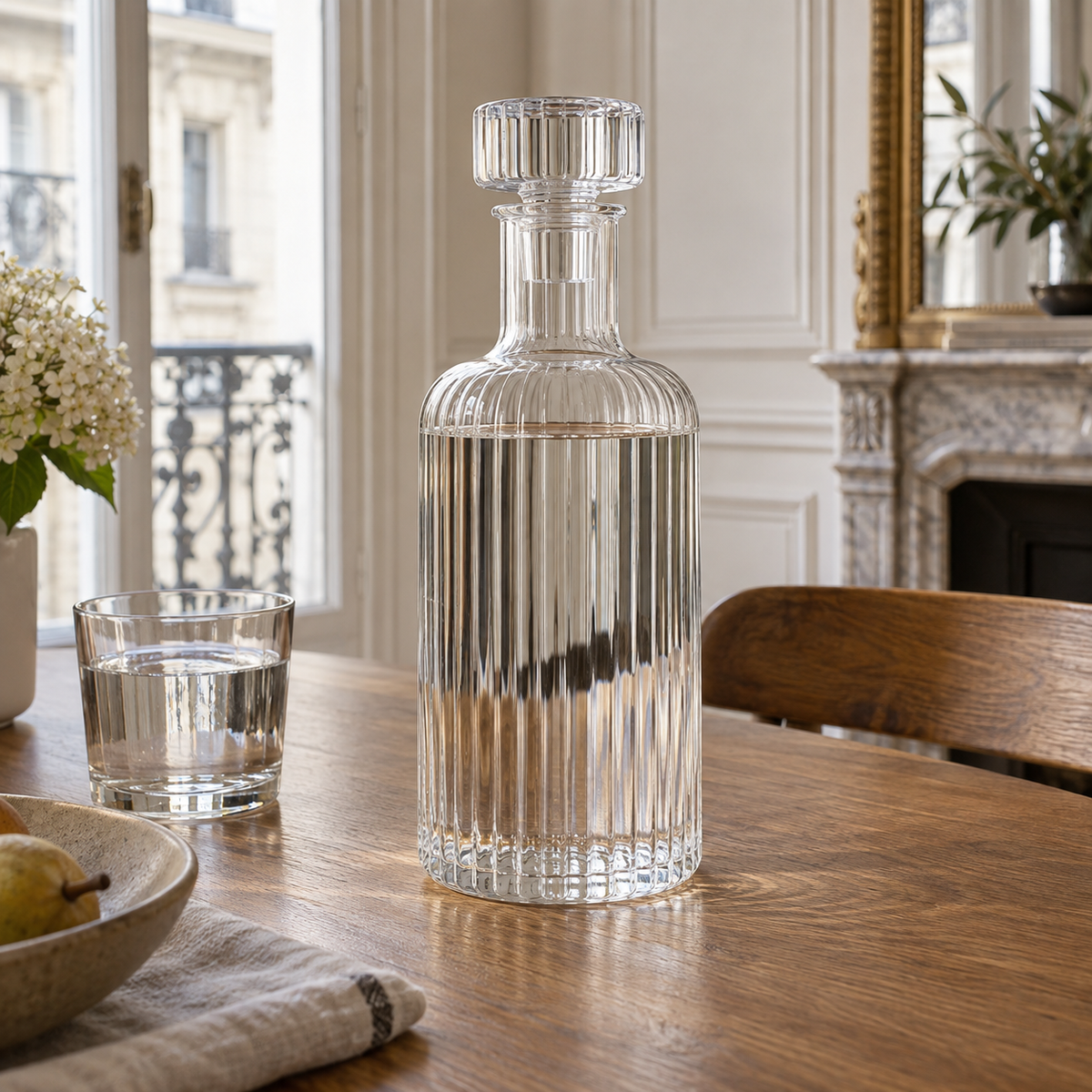 Ribbed Glass Water Carafe