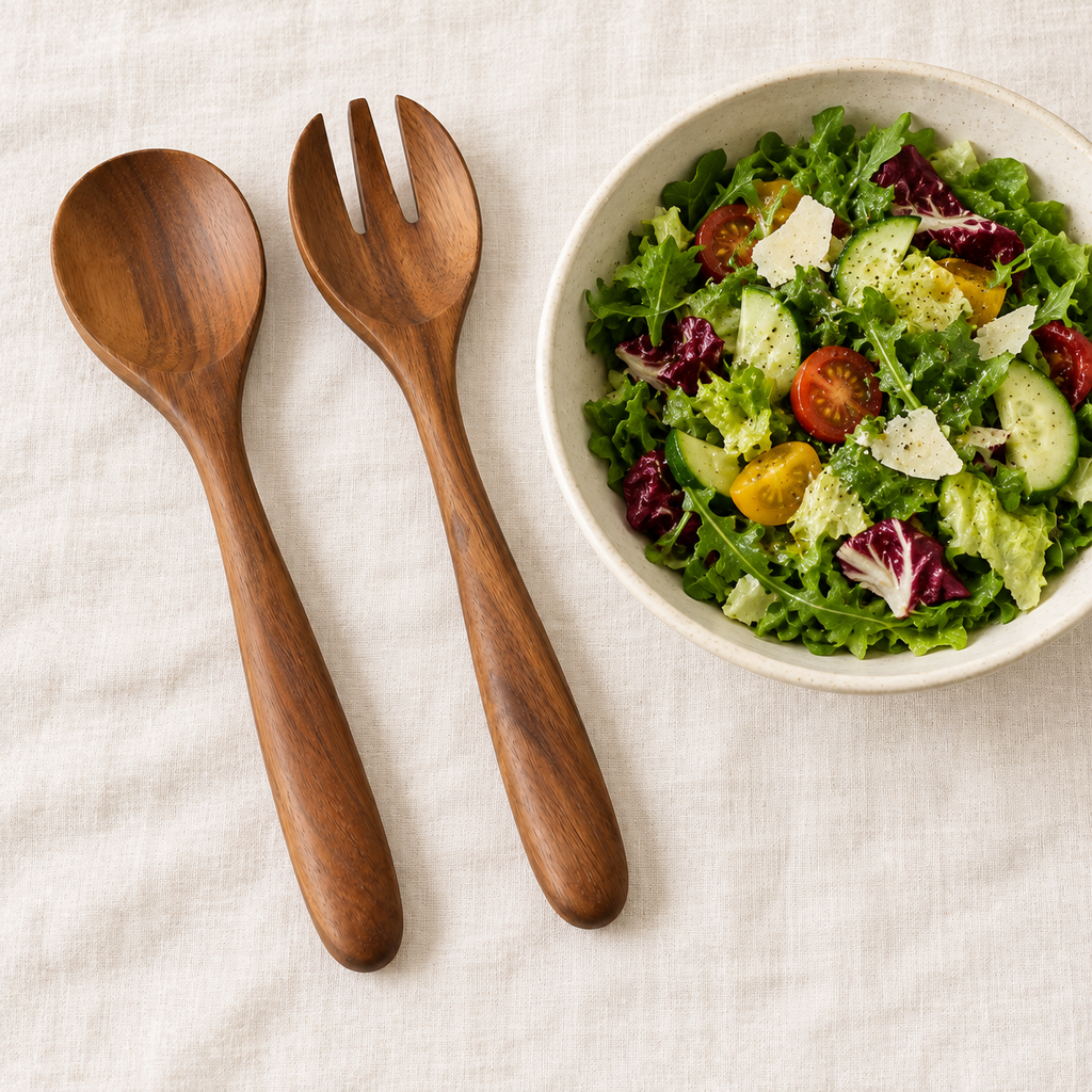 Acacia Wood Salad Server Set