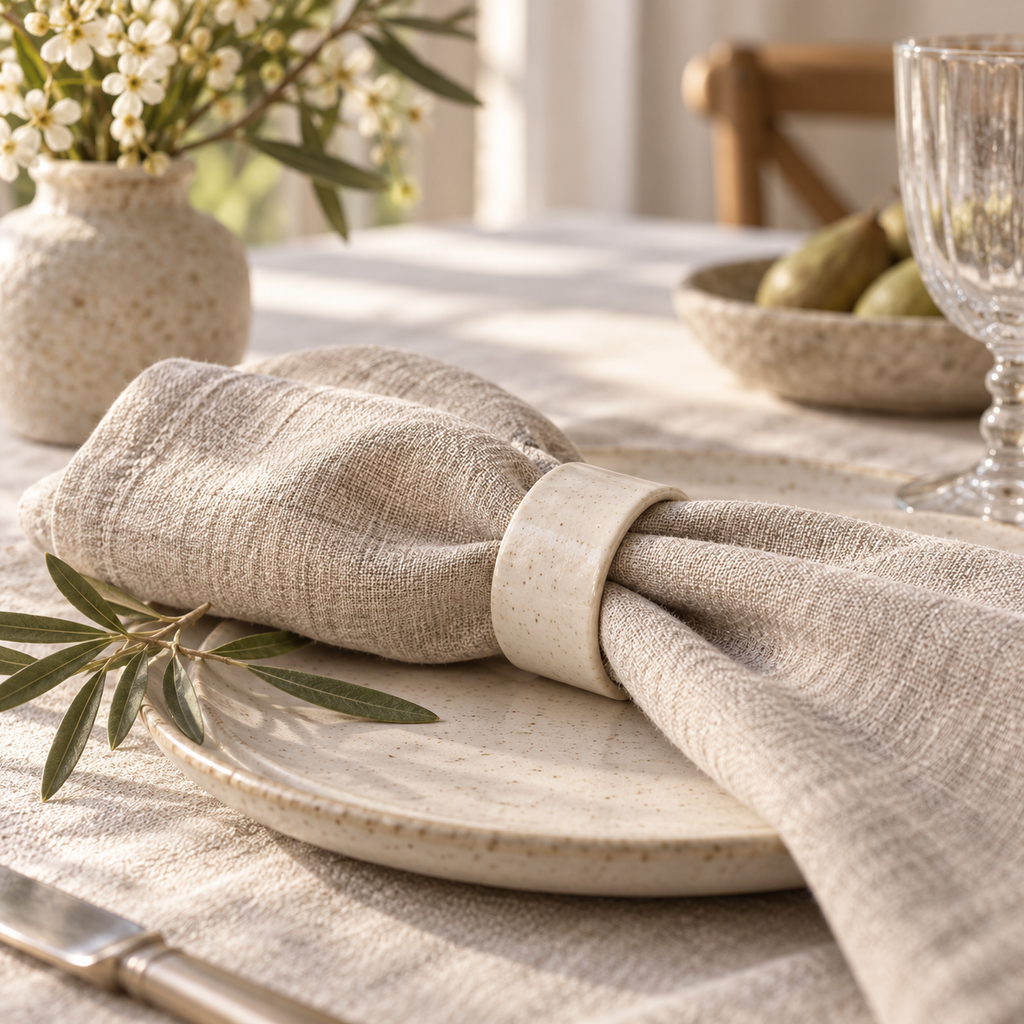 Cream Ceramic Napkin Ring