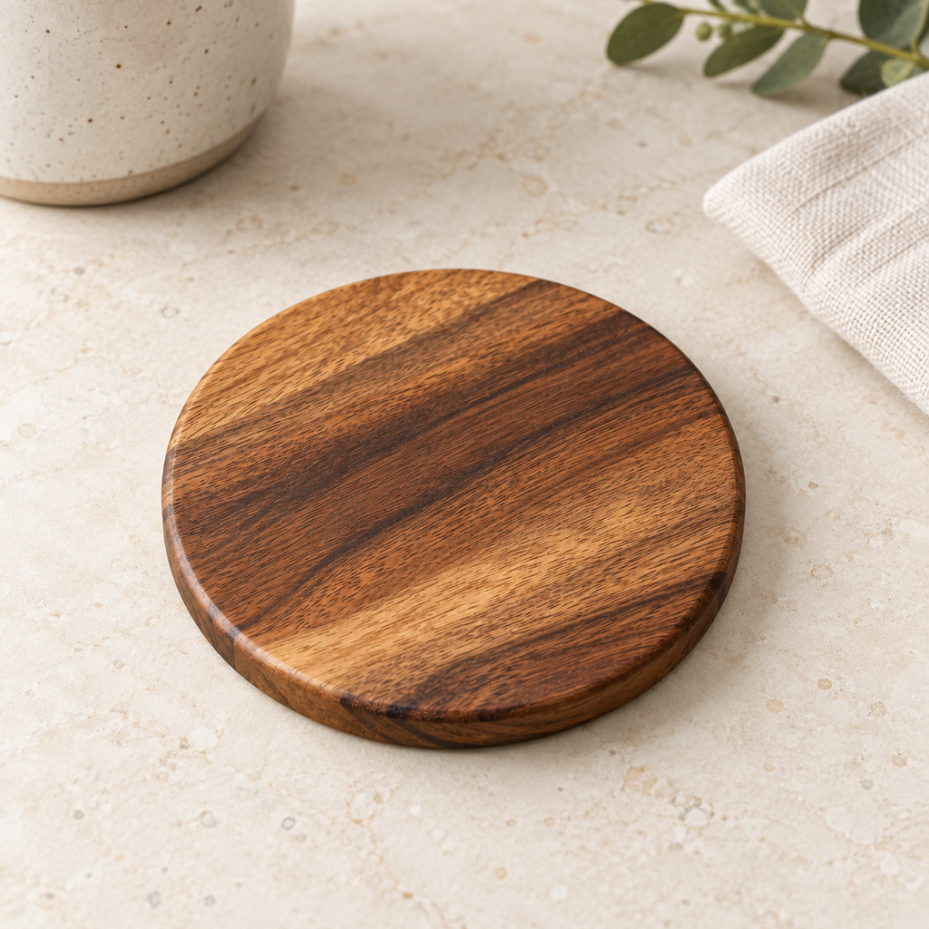 Round Acacia Wood Coaster