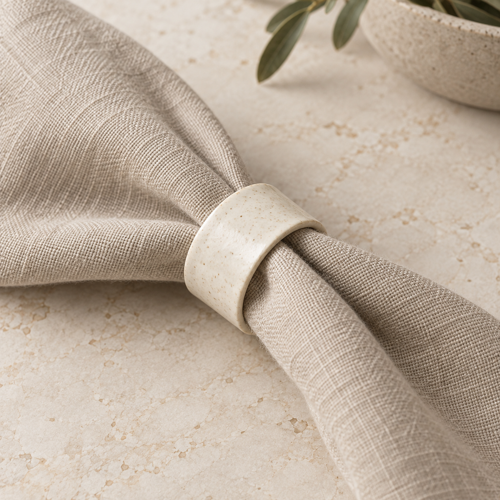 Cream Ceramic Napkin Ring